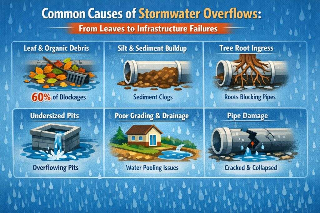 Common Causes of Stormwater Overflows: From Leaves to Infrastructure Failures