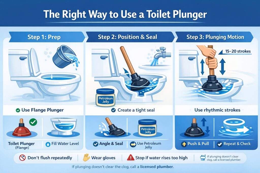 How to Use a Plunger to Unclog Your Toilet Without Making a Mess