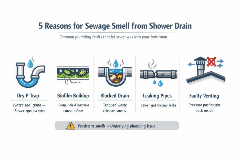 5 Reasons for Sewage Smell from Shower Drain