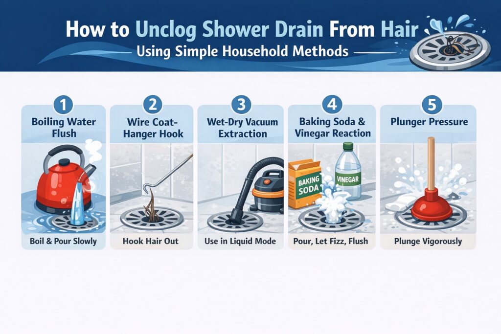 How to Unclog Shower Drain From Hair Using Simple Household Methods