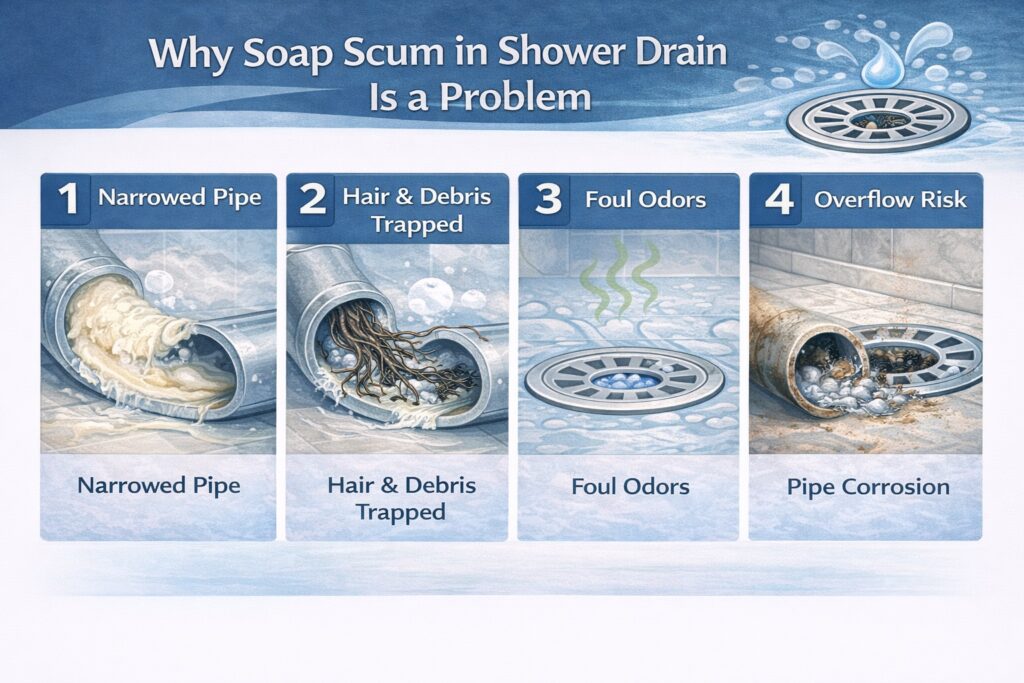 Why Soap Scum in Shower Drain Is a Problem