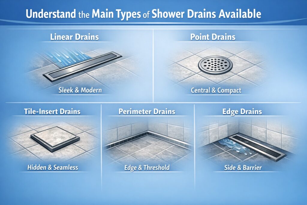 Understand the Main Types of Shower Drains Available