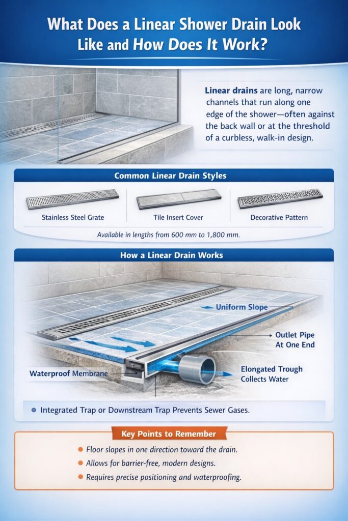 What Does a Linear Shower Drain Look Like and How Does It Work?