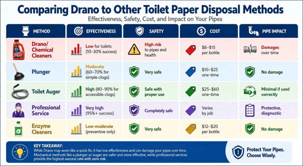 Comparing Drano to Other Toilet Paper Disposal Methods