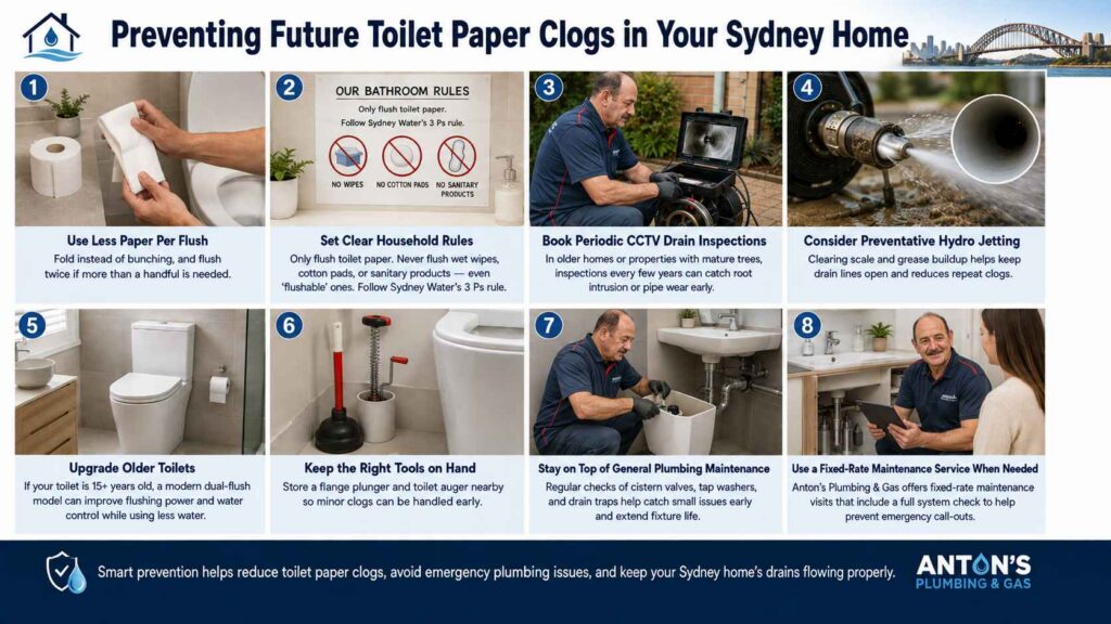 Preventing Future Toilet Paper Clogs in Your Sydney Home