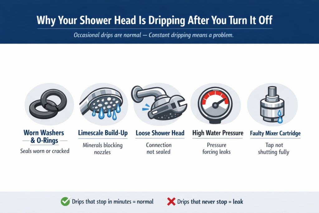 Why Your Shower Head Is Dripping Water After You Turn It Off