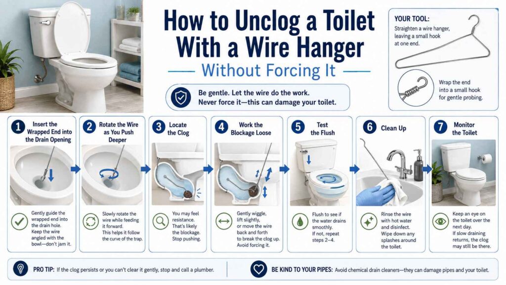 How to Unclog a Toilet With a Wire Hanger Without Forcing It