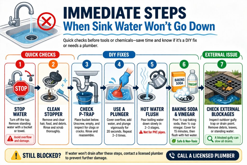 Immediate Steps When Sink Water Won't Go Down