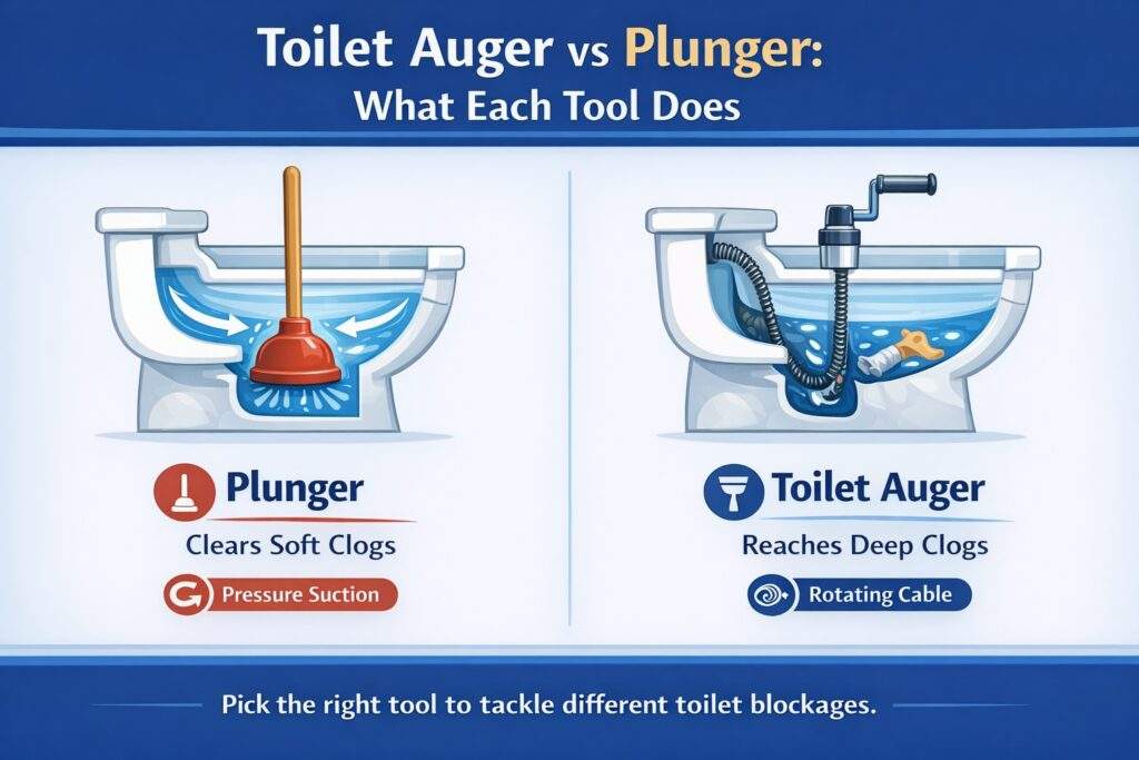 Understanding the Toilet Auger vs Plunger: What Each Tool Does
