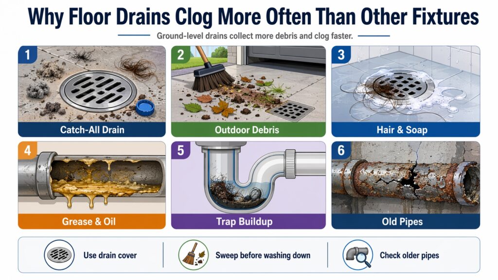 Why Floor Drains Clog More Often Than Other Fixtures