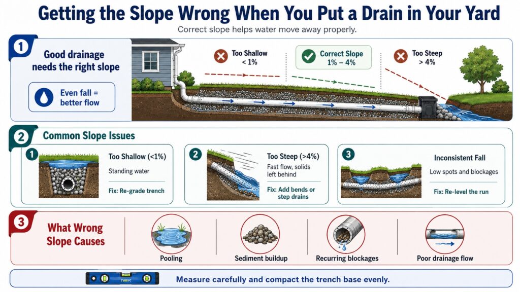 1. Getting the Slope Wrong When You Put a Drain in Your Yard
