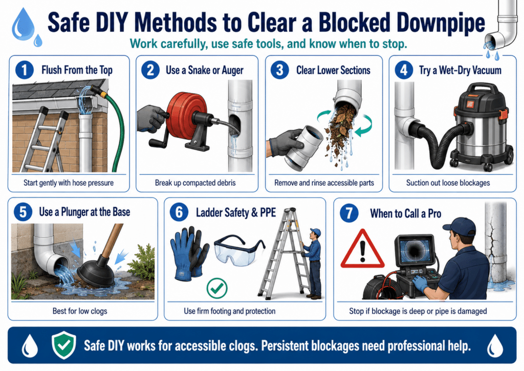 Safe DIY Methods to Clear a Blocked Downpipe