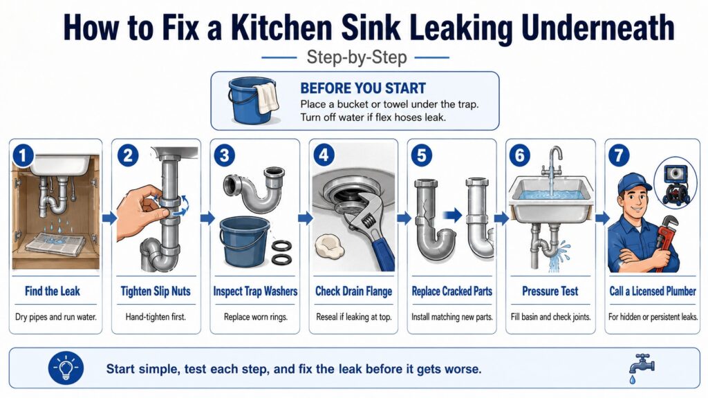 How to Fix a Kitchen Sink Leaking Underneath: Step-by-Step