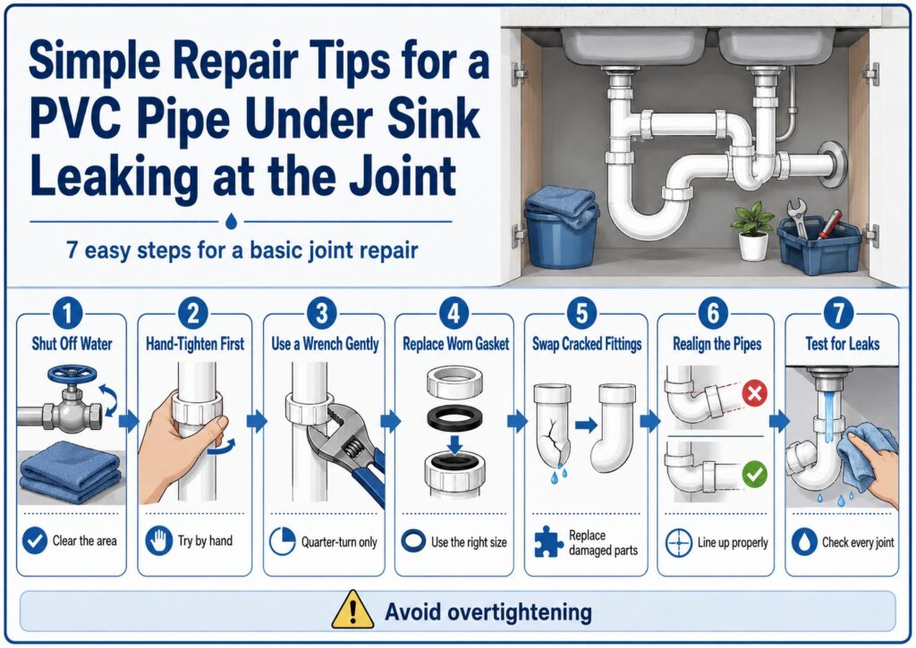 Simple Repair Tips for a PVC Pipe Under Sink Leaking at the Joint