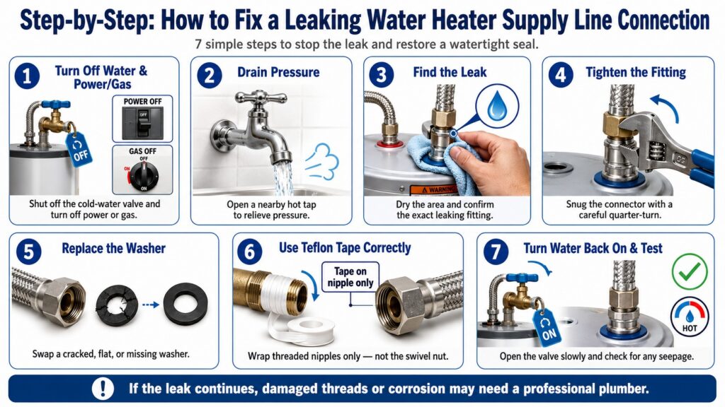 Step-by-Step: How to Fix a Leaking Water Heater Supply Line Connection
