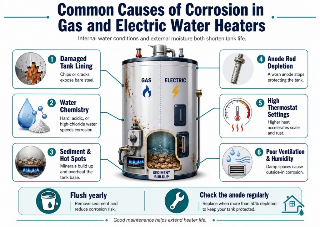 Common Causes of Corrosion in Gas and Electric Water Heaters