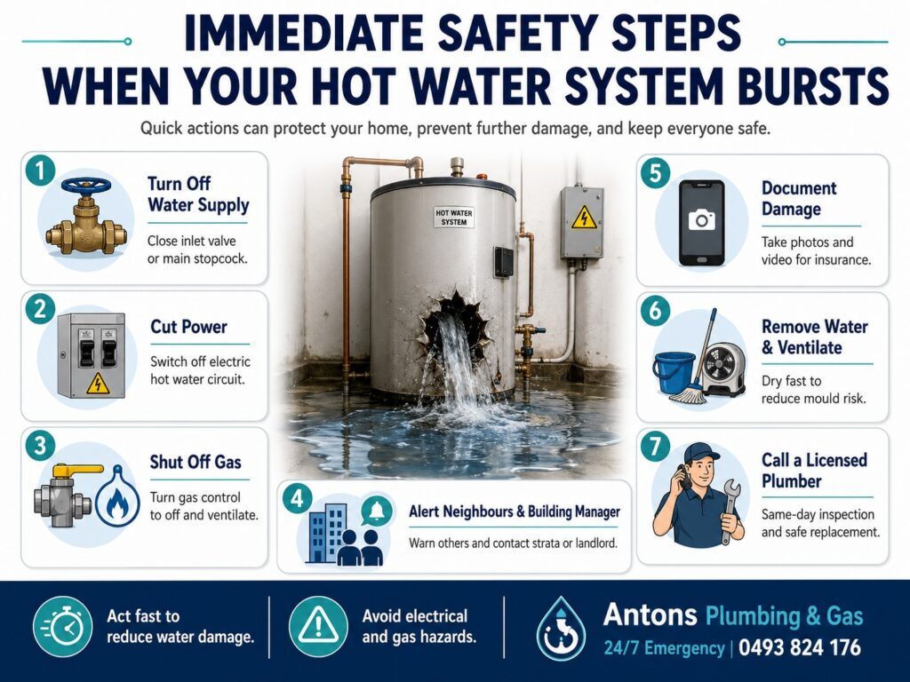 Immediate Safety Steps When Your Hot Water System Bursts