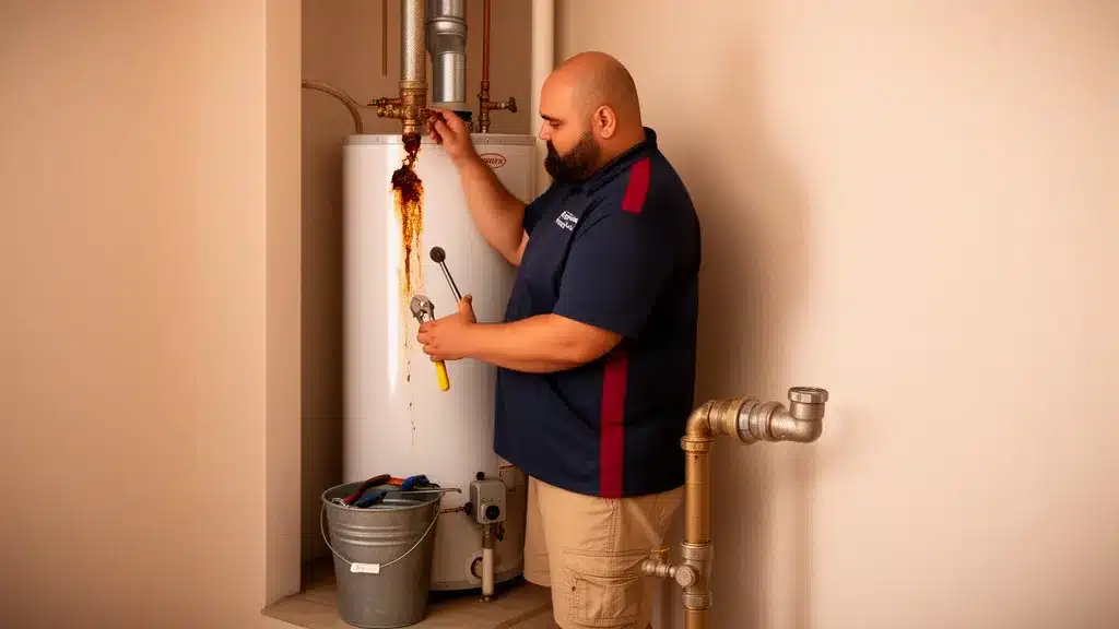Professional service image for Immediate Steps When You Discover a Rusty Leak at the Top